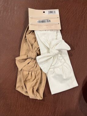 Kitsch Neutral Knot Headband Duo — White & Tan